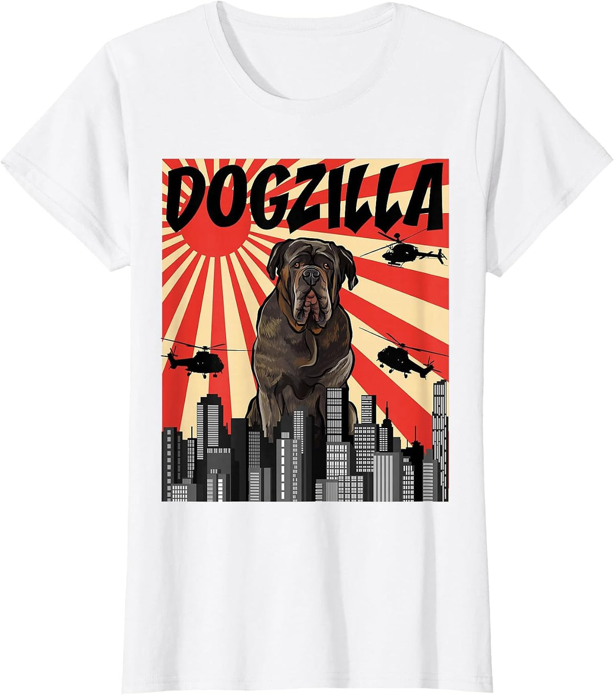 Funny Retro Japanese Dogzilla Neapolitan Mastiff T-Shirt - White