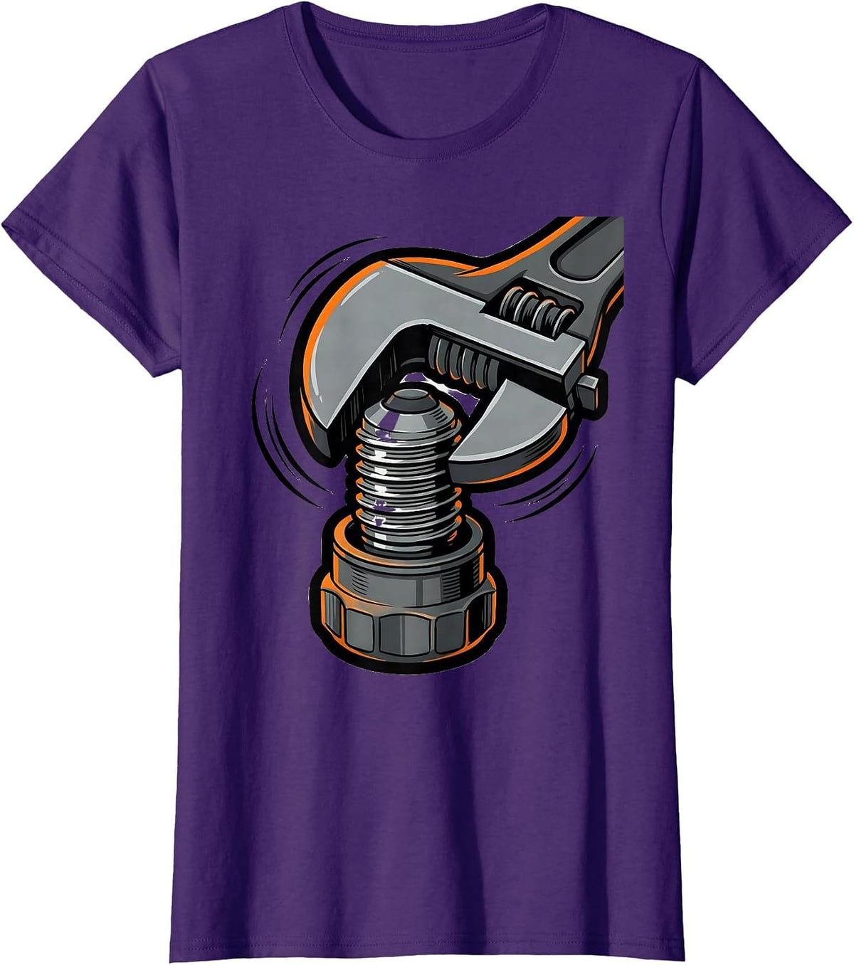 Women's Oversized Pipe Wrench Funny Plumber Gift T-Shirt - Purple