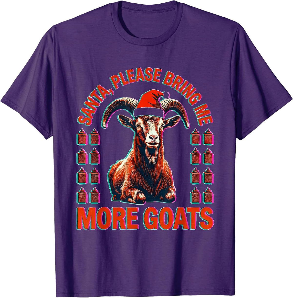 Men's Santa, Please Bring Me More Goats Whimsical Farm Animal T-Shirt - Purple