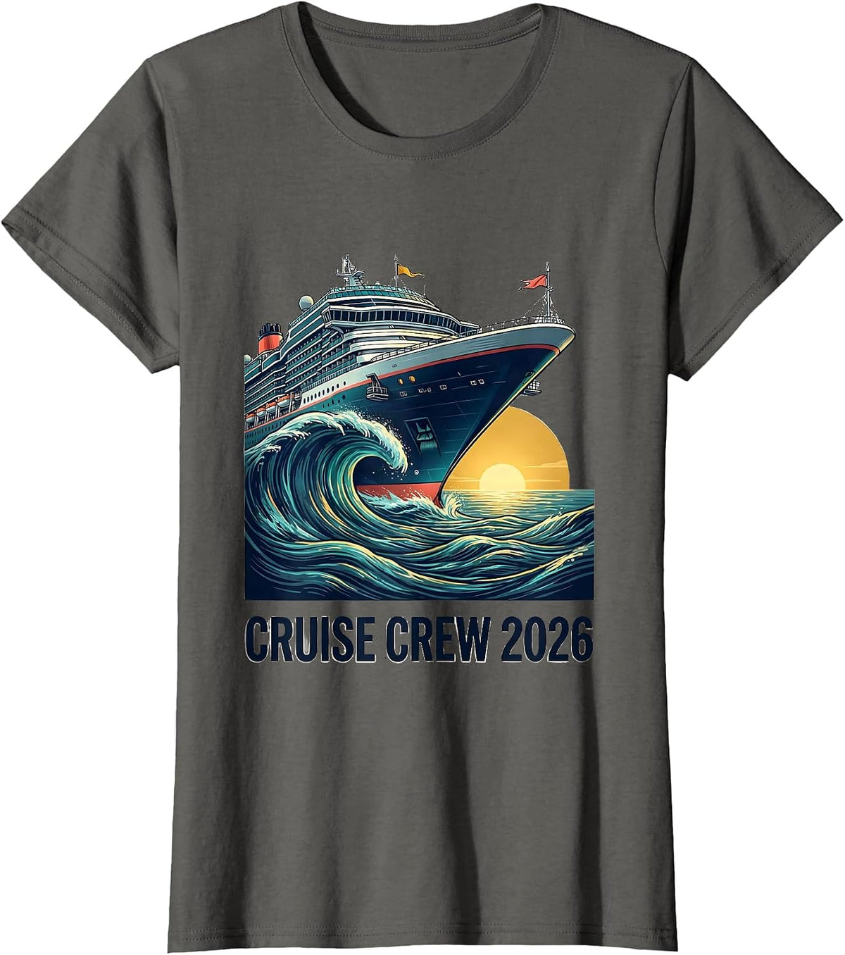Women's Cruise Crew 2026 Family Matching Vacation Party T-Shirt - Asphalt Grey