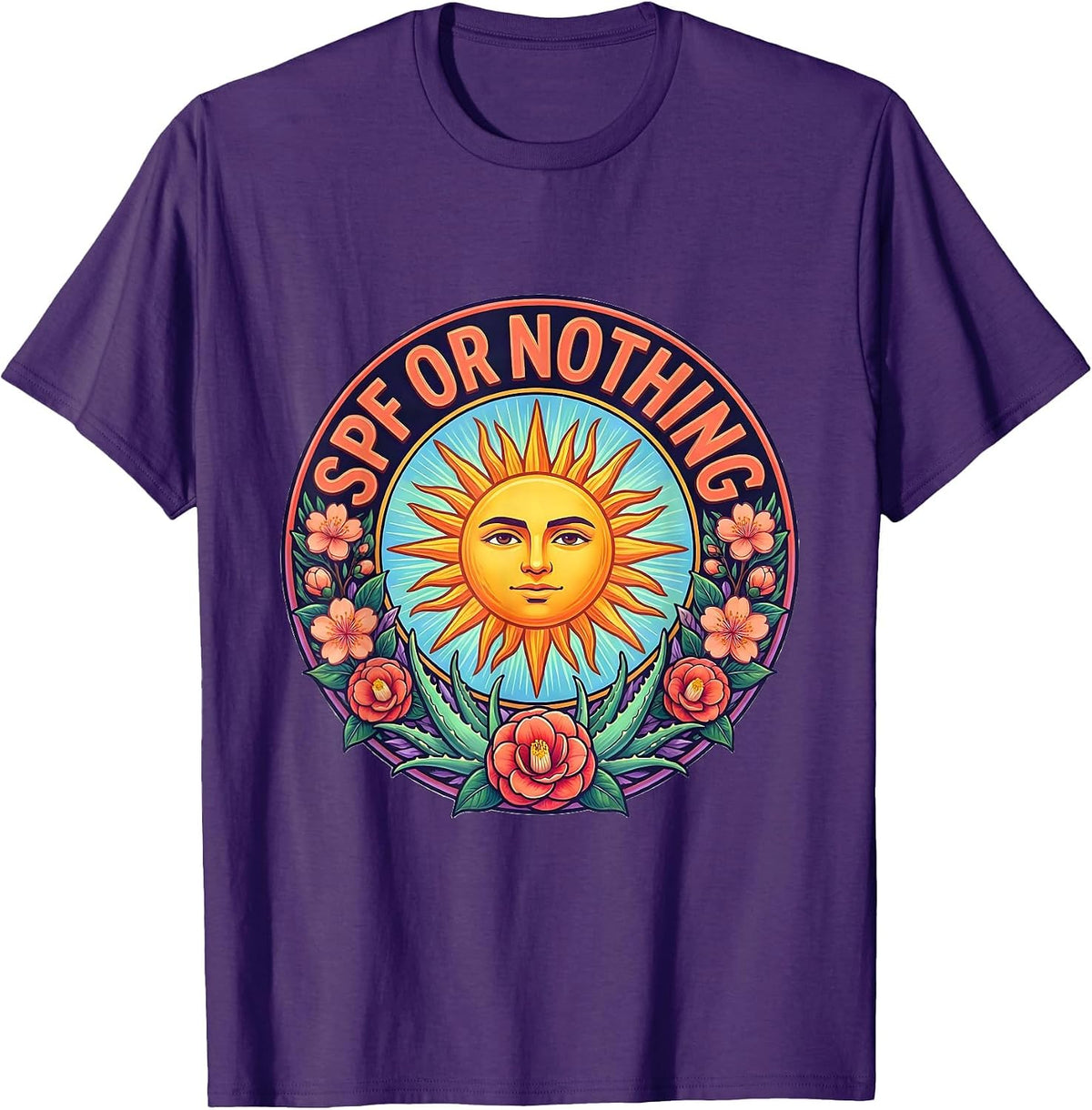 SPF or Nothing K-Beauty Skincare Design T-Shirt - Purple