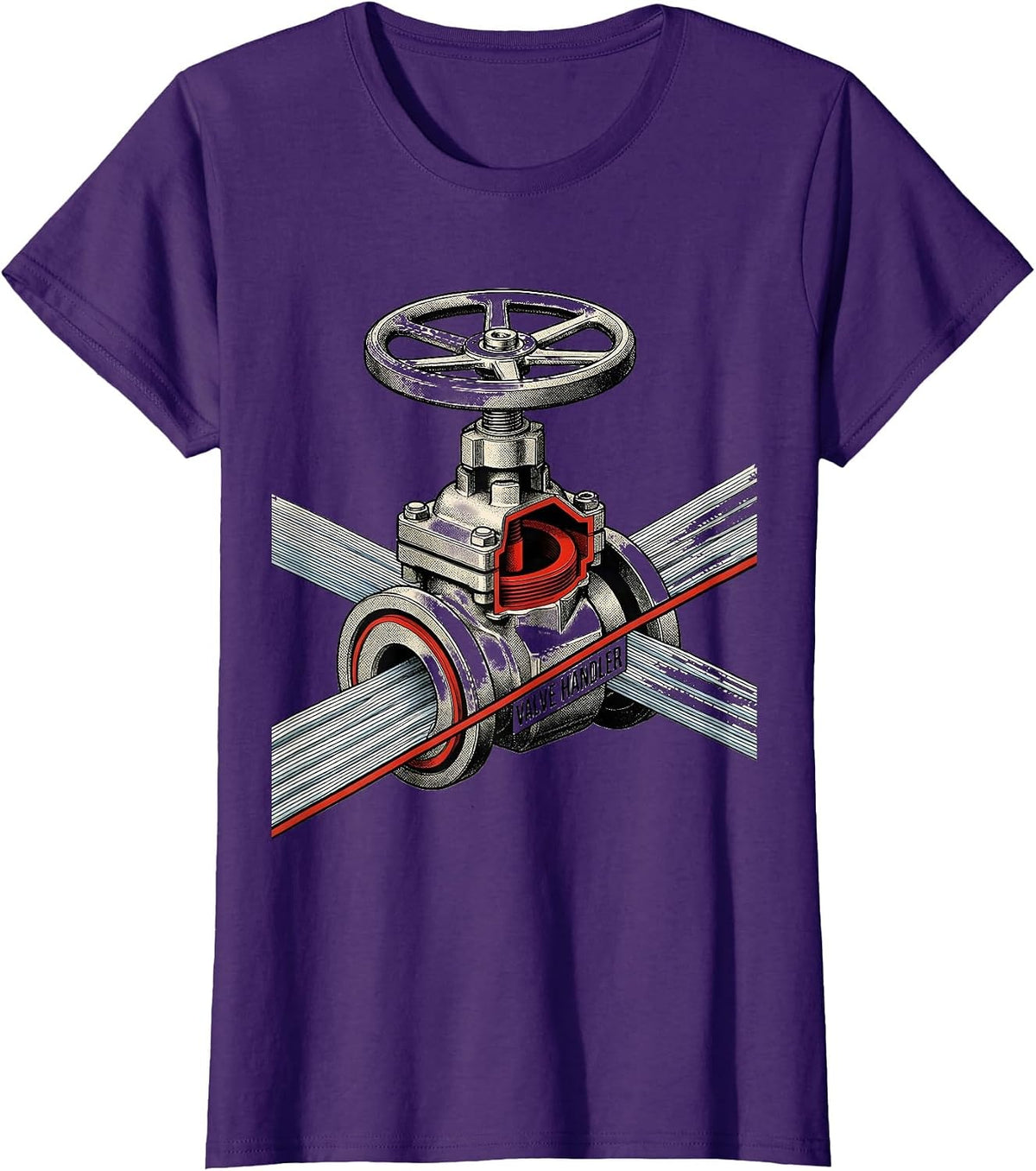 Women's Valve Handler Funny Plumber Pipefitter Occupational Humor T-Shirt - Purple