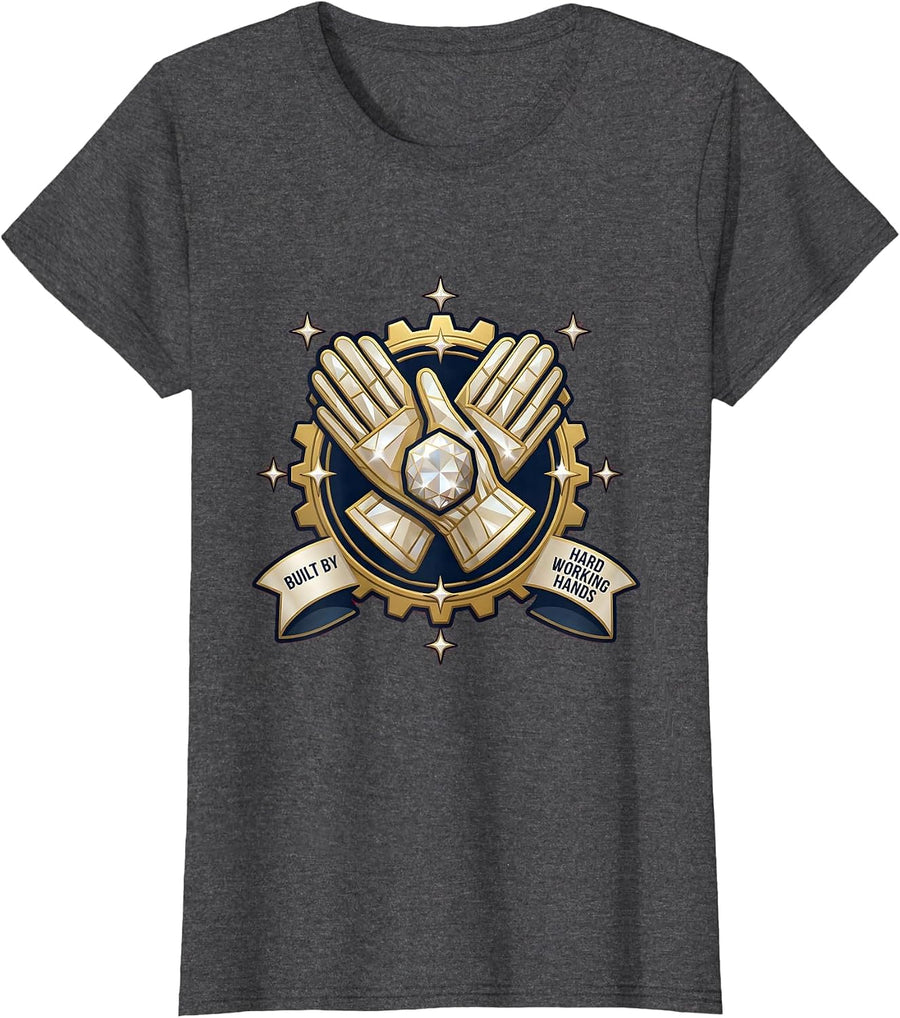 Women's Hard Working Hands Labor Day Tradesperson Design T-Shirt - Dark Heather Grey