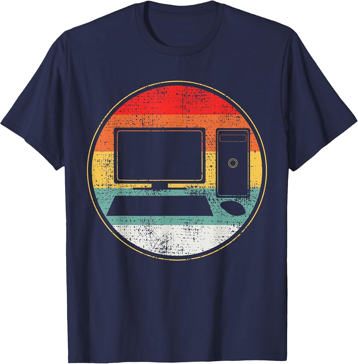 Computer Computer Science IT Support Retro Vintage T-Shirt - Navy Blue