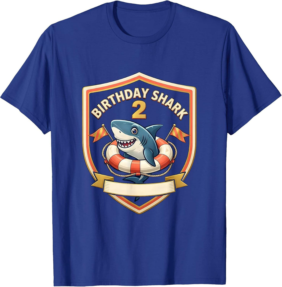 Men's Birthday Shark 2 Playful Whale Marine Animal Toddler Party T-Shirt - Royal Blue