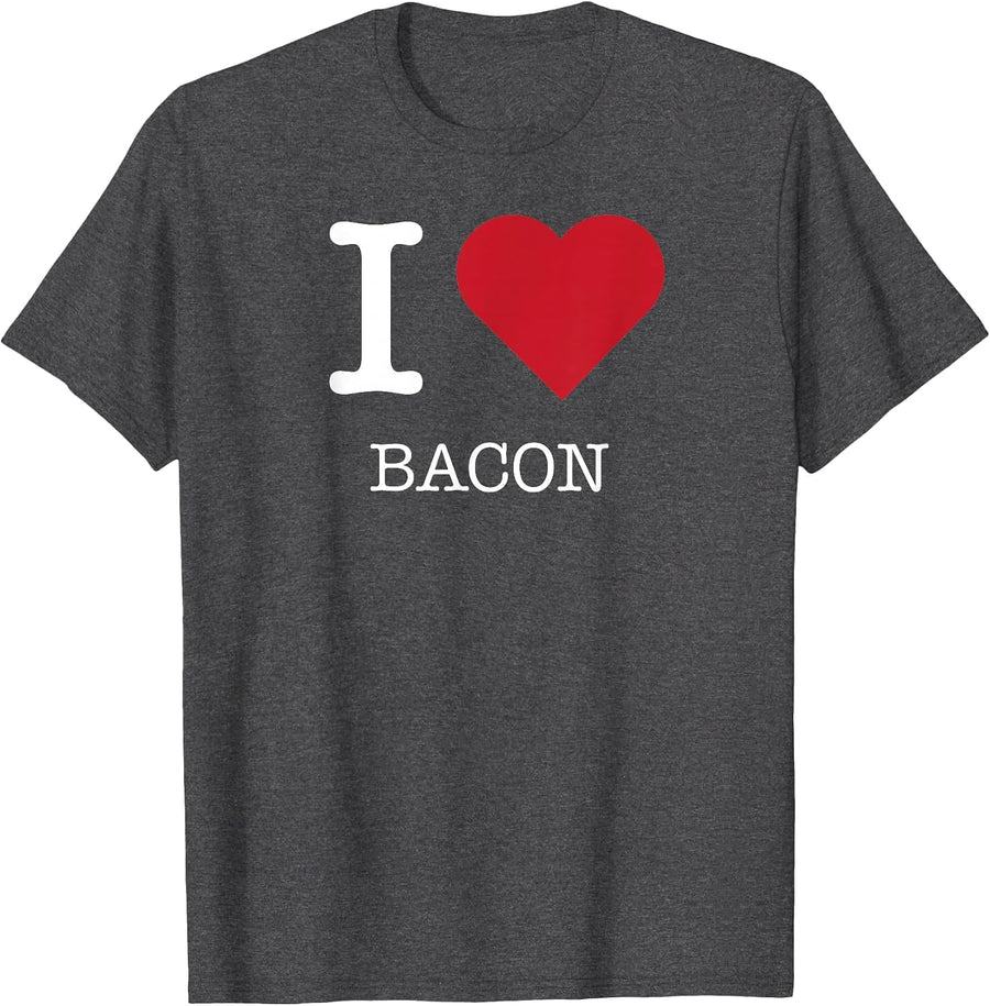 I Heart Bacon, I Love Bacon T-Shirt, Men, Dark Heather Grey, Small - As Pictured