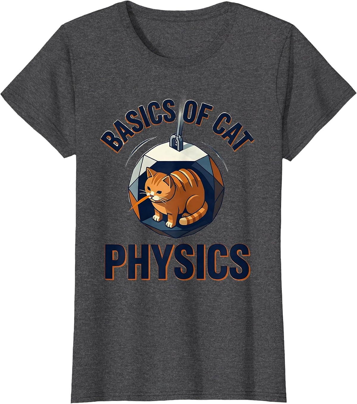 Women's Basics Of Cat Physics Funny Math Cat Teacher Student Lover T-Shirt - Dark Heather Grey