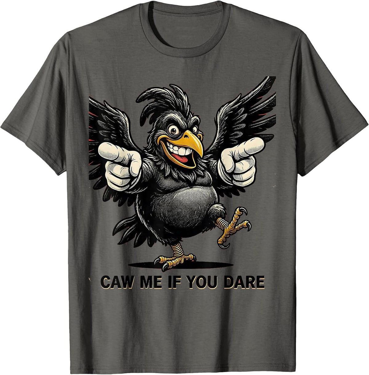 Men's Caw Me If You Dare Bold Crow Graphic Design T-Shirt - Asphalt Grey