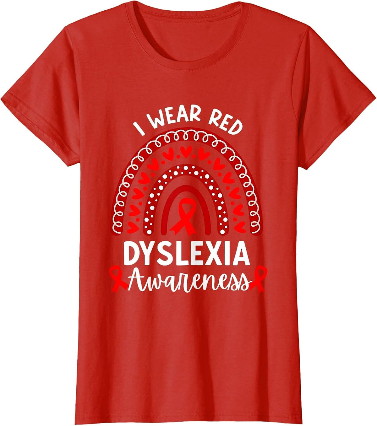 I Wear Red for Dyslexia Awareness Teacher Back to School T-Shirt - Red