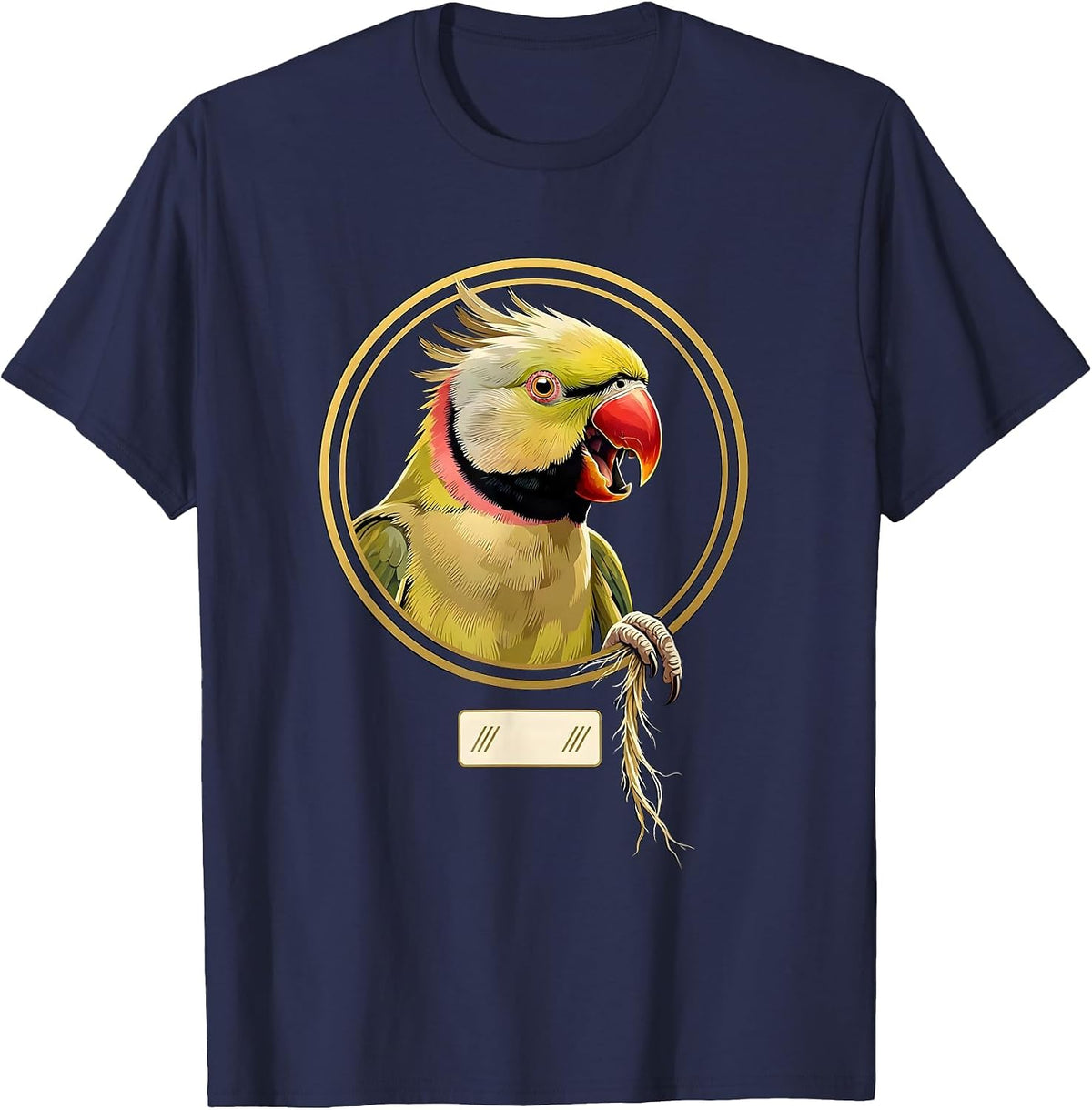 Men's Indian Ringneck Parakeet Bird Owner Humor Emblem T-Shirt - Navy Blue
