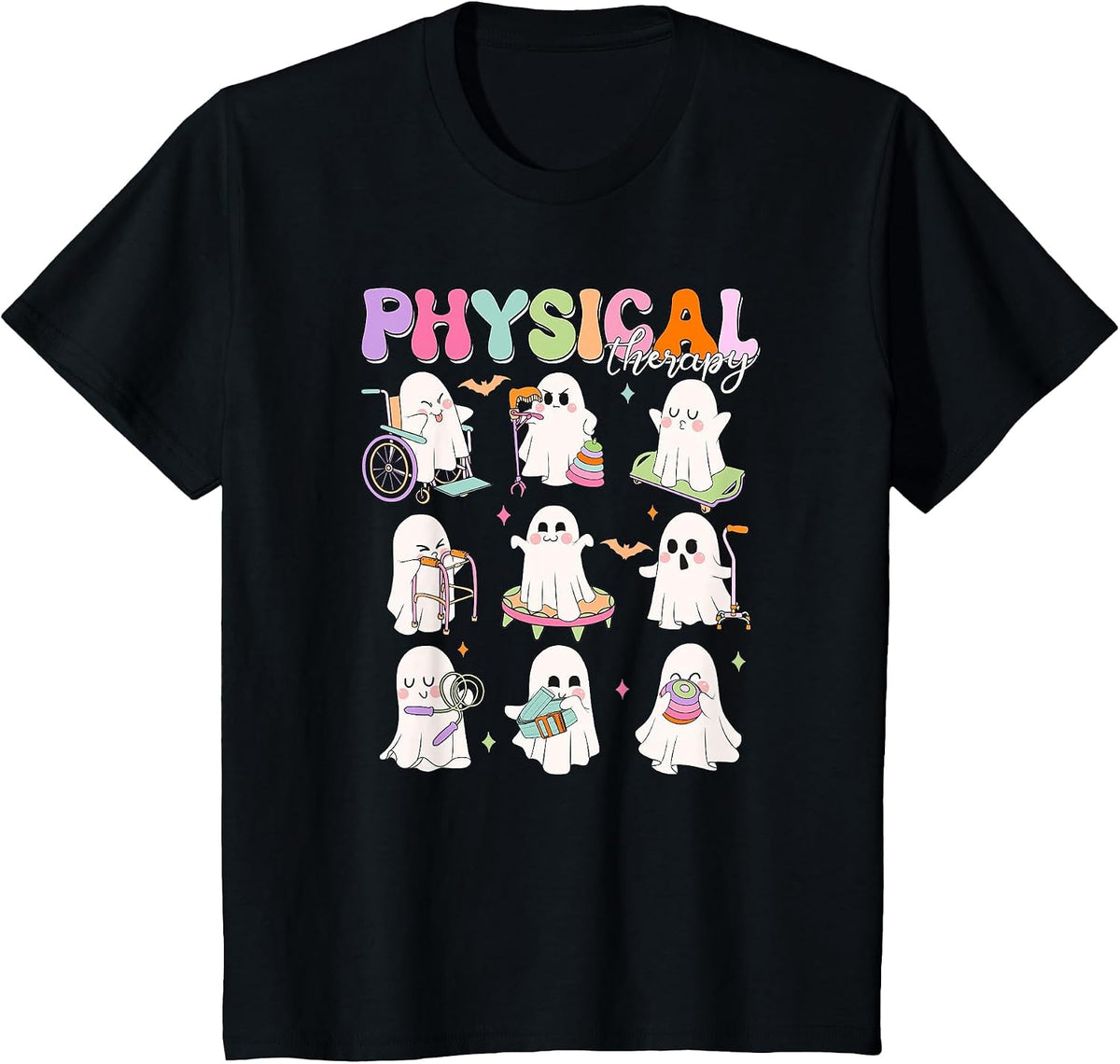 Physical Therapy Halloween Boo Ghost Spooky Season T-Shirt - Black