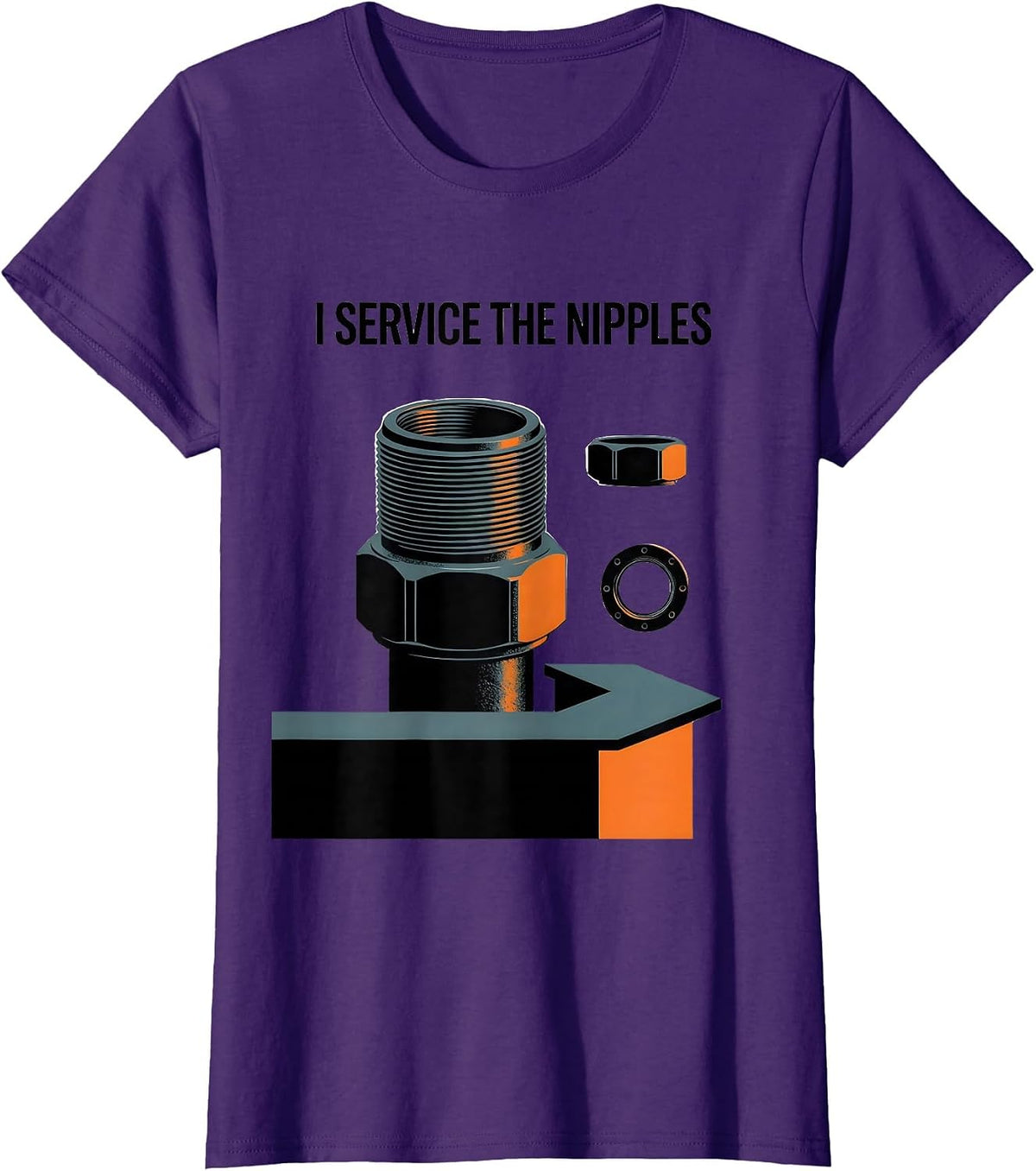 Women's I Service The Nipples Funny Plumber Pipefitter Steamfitter T-Shirt - Purple
