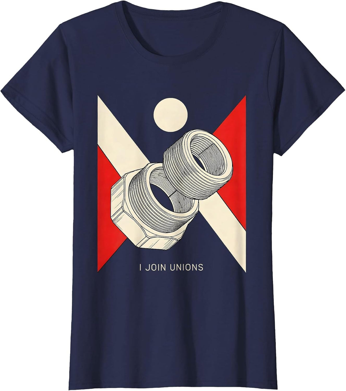 Women's I Join Unions Constructivist Poster Plumber Pipefitter Gift T-Shirt - Navy Blue