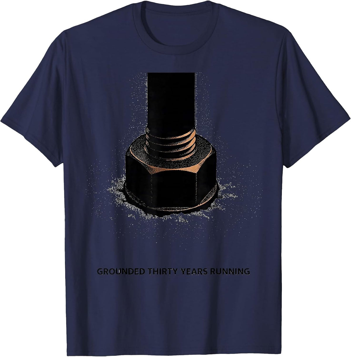 Men's Grounded Thirty Years Running Funny Electrician Gift T-Shirt - Navy Blue