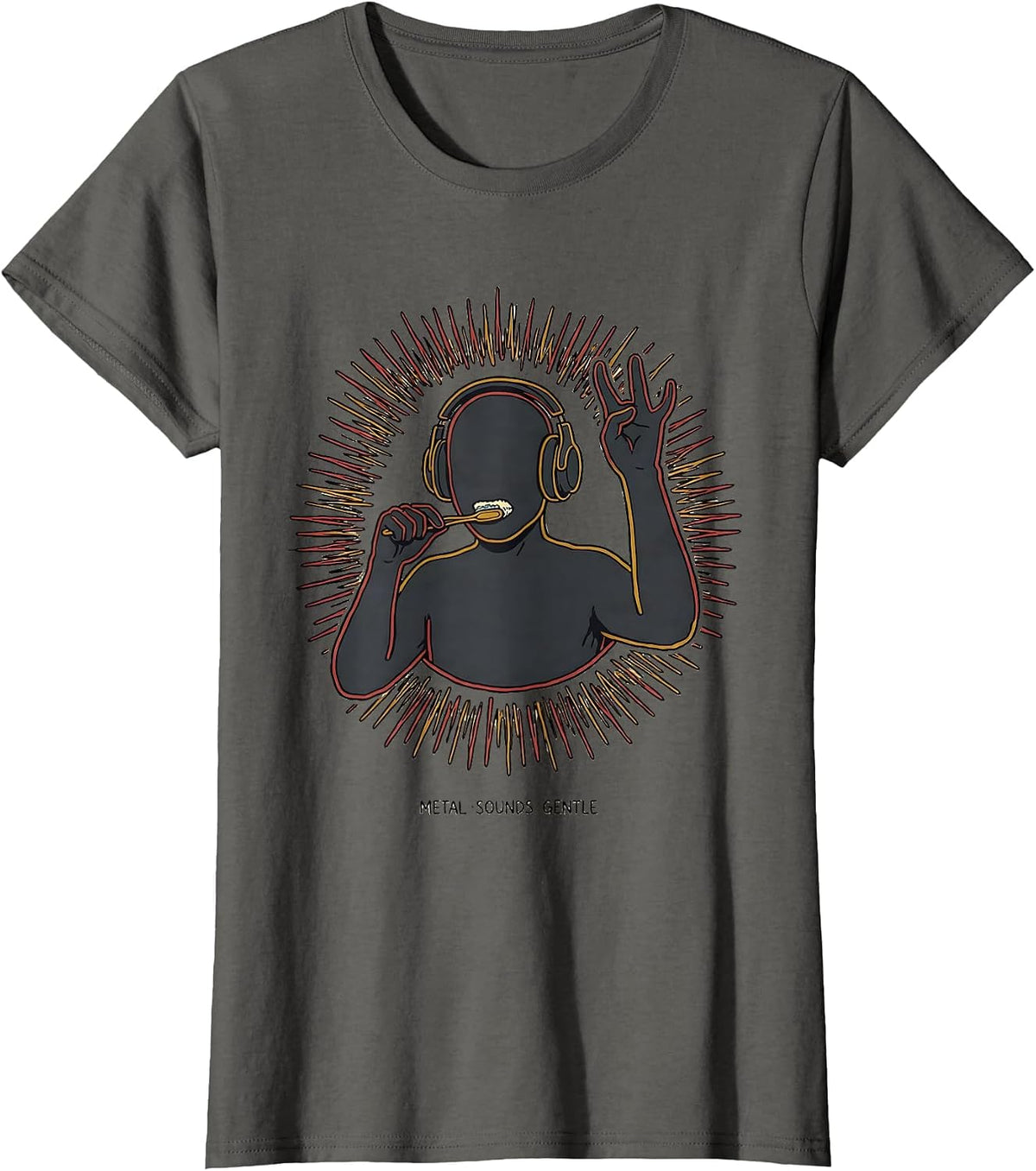 Women's Metal Sounds Gentle Funny Heavy Metal Fan Metalhead Humor T-Shirt - Asphalt Grey
