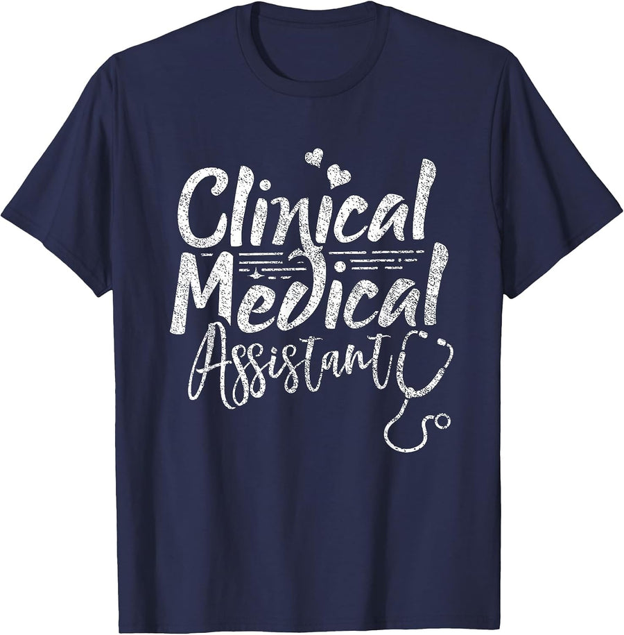 Clinical Medical Assistant Healthcare Technical Nurse T-Shirt - Navy Blue