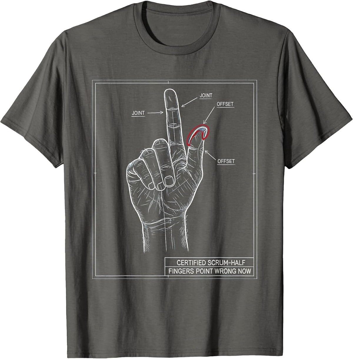 Men's Certified Scrum-Half. Fingers Point Wrong Now Funny Rugby T-Shirt - Asphalt Grey