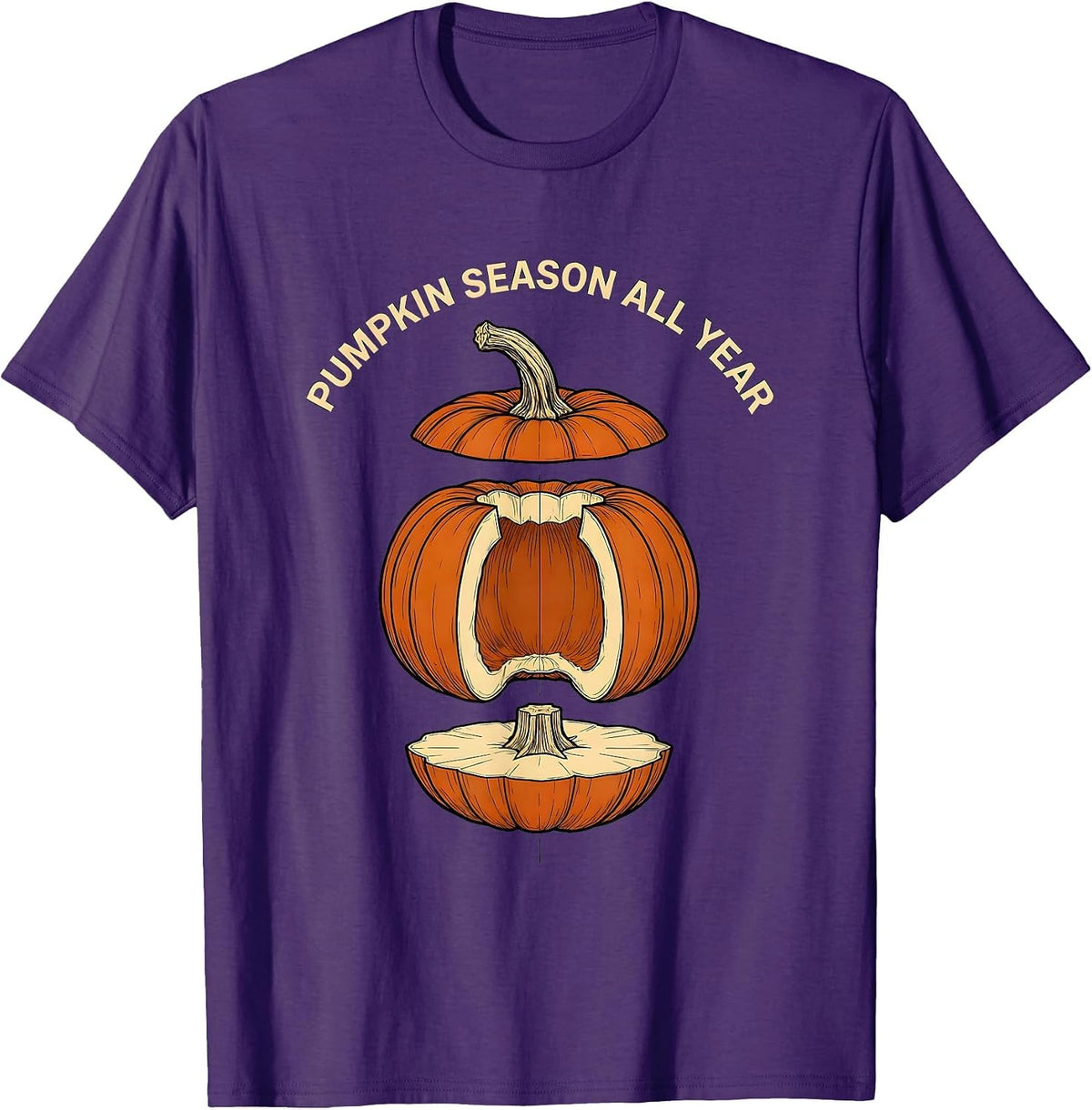 Pumpkin Season All Year Autumn Lover Design T-Shirt - Purple