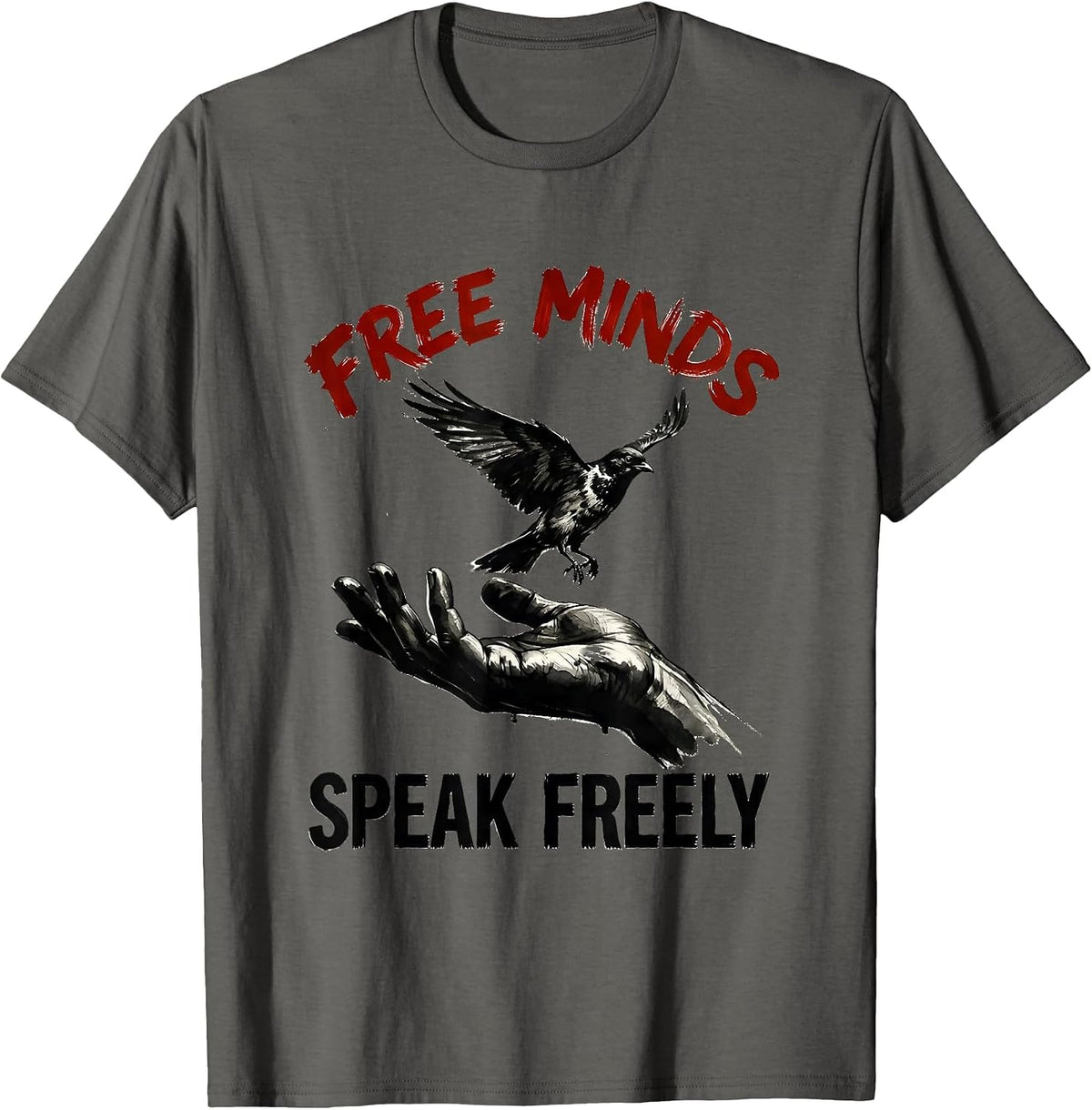 Men's Free Minds Speak Freely Free Speech Design T-Shirt - Asphalt Grey