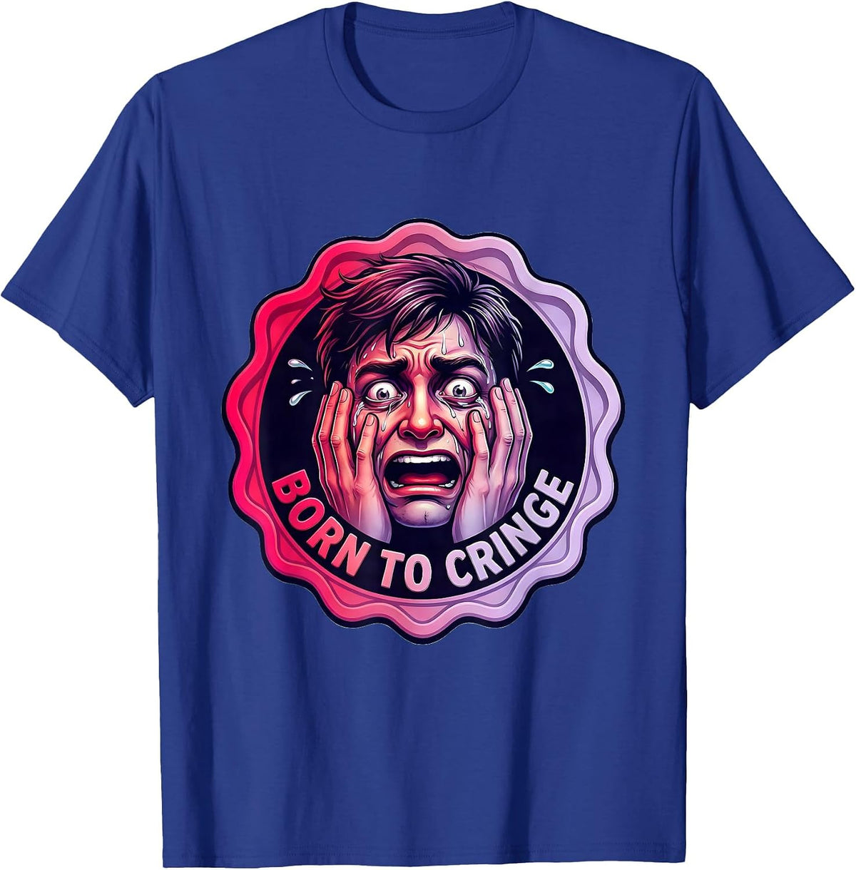 Men's Born to Cringe Embarrassing Humor Design T-Shirt - Royal Blue
