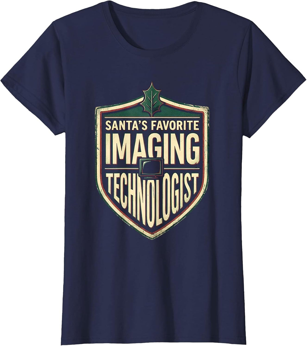 Women's Santa's Favorite Imaging Technologist Vintage Medical Tech T-Shirt - Navy Blue