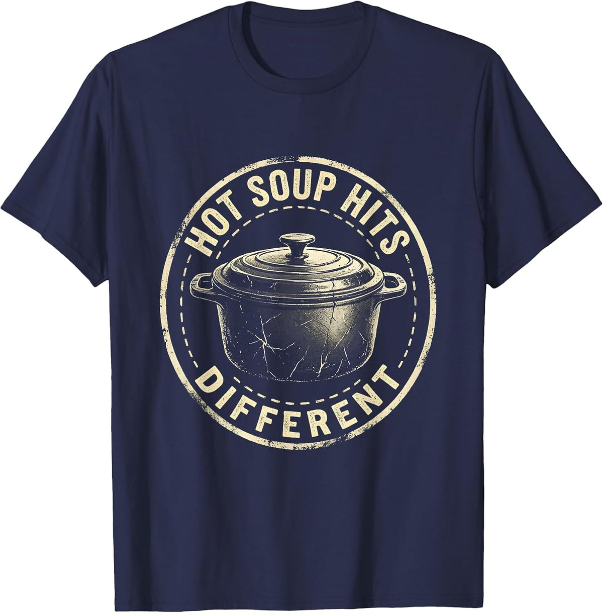 Men's Hot Soup Hits Different Fall Season Design T-Shirt - Navy Blue