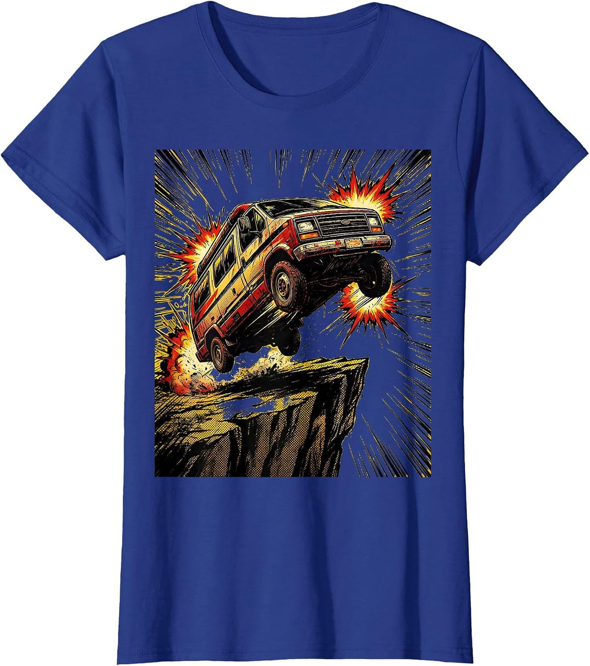 Women's Band Van Over the Edge Graphic Tee T-Shirt - Royal Blue