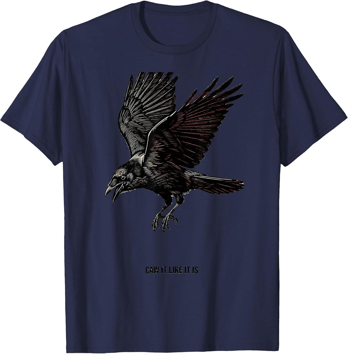 Men's Caw It Like It Is Gothic Crow Bird Pun Humor T-Shirt - Navy Blue