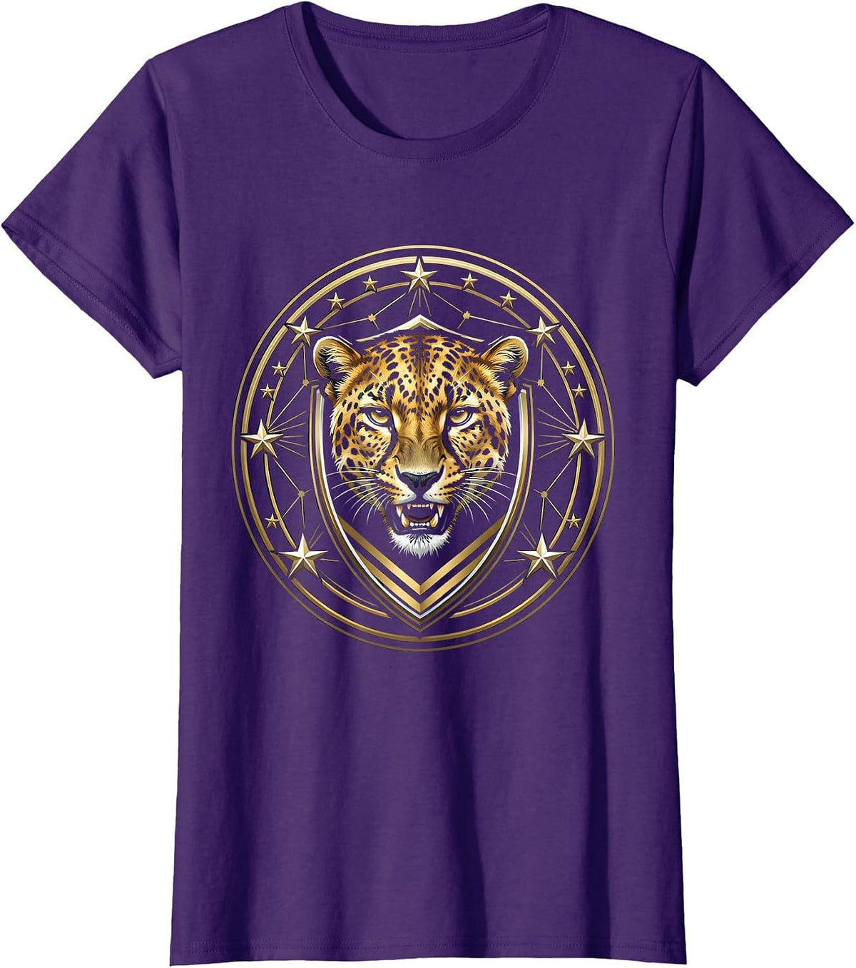 Women's Cheetah Spots to Constellation Stars Graphic T-Shirt - Purple