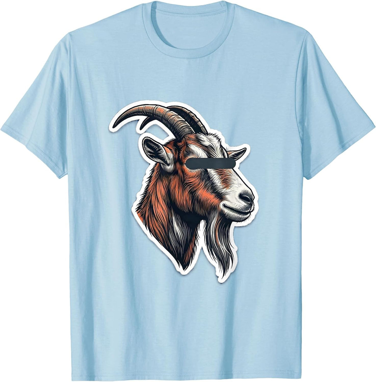 Men's Goat with Sunglasses Novelty Animal Humor T-Shirt - Baby Blue