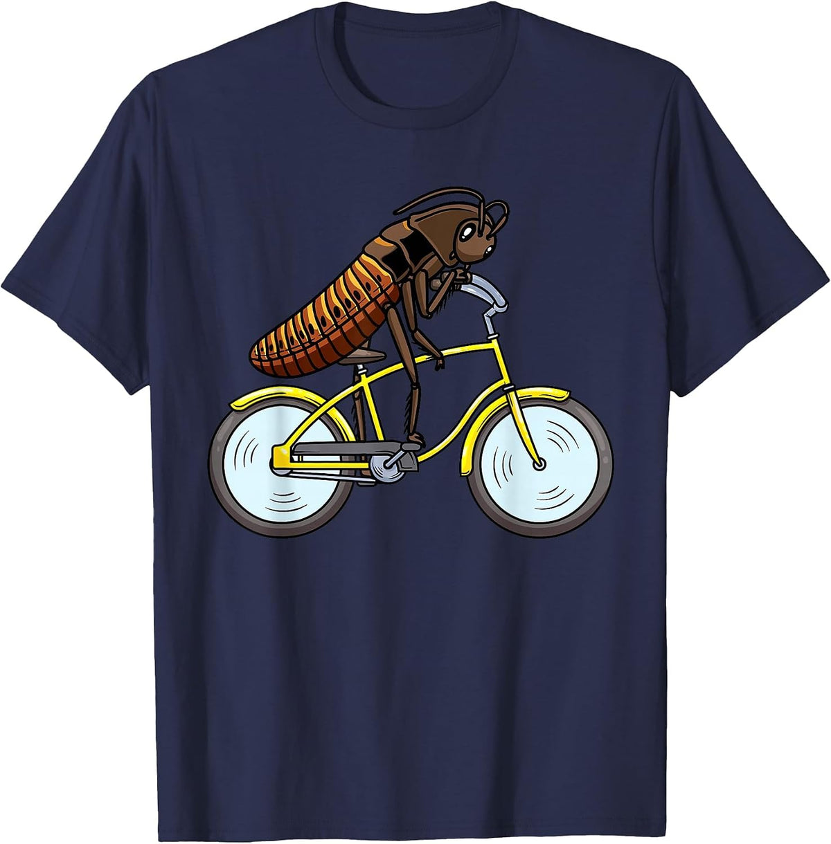 Madagascar Cockroach on a Bicycle Cyclist T-Shirt - Navy Blue