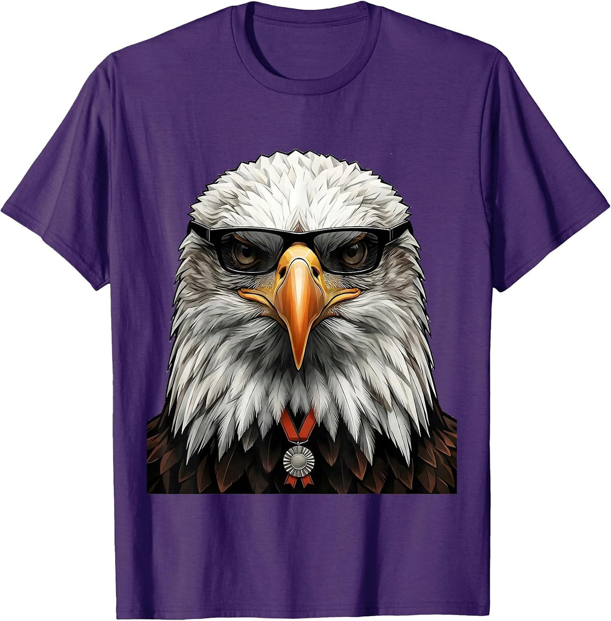 Men's Bald Eagle Sunglasses Minimalist Bird Lover Humor T-Shirt - Purple