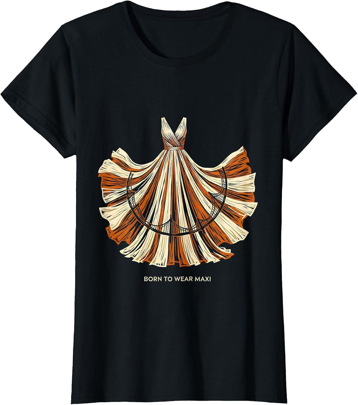 Born to Wear Maxi Flowy Dress Style Design T-Shirt - Black