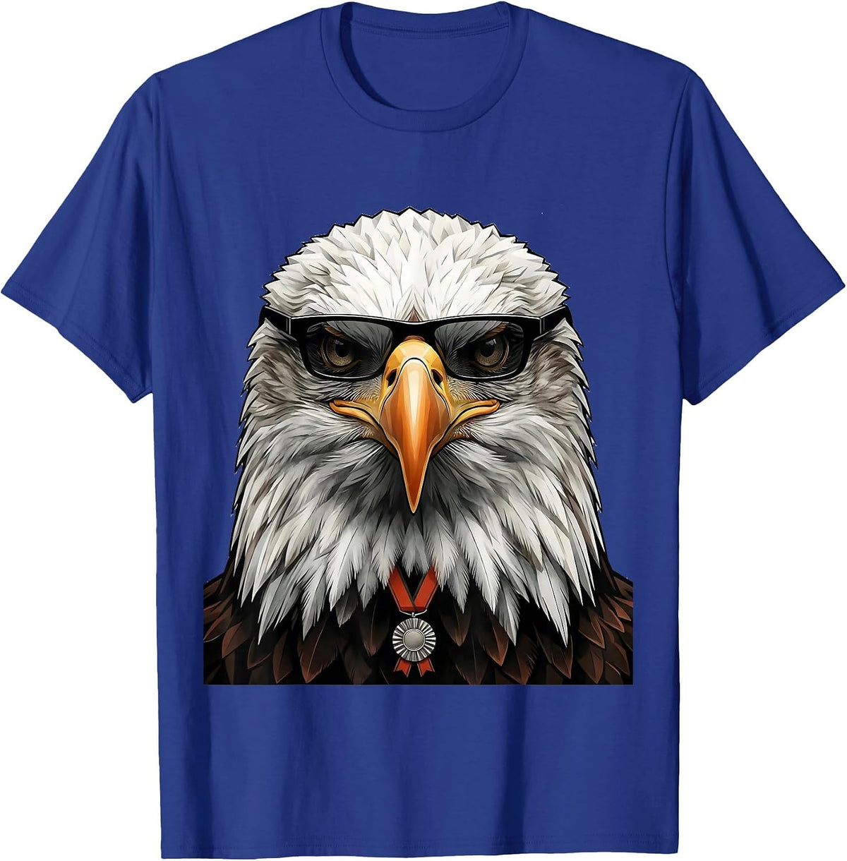 Men's Bald Eagle Sunglasses Minimalist Bird Lover Humor T-Shirt - Royal Blue