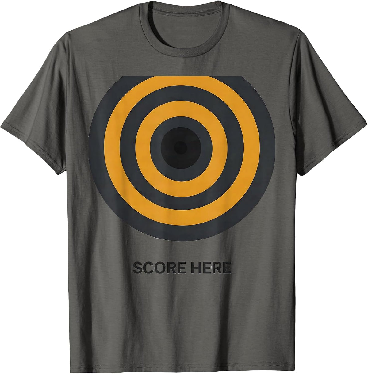 SCORE HERE Funny Bullseye Target Archery Shooting Gift T-Shirt - Asphalt Grey