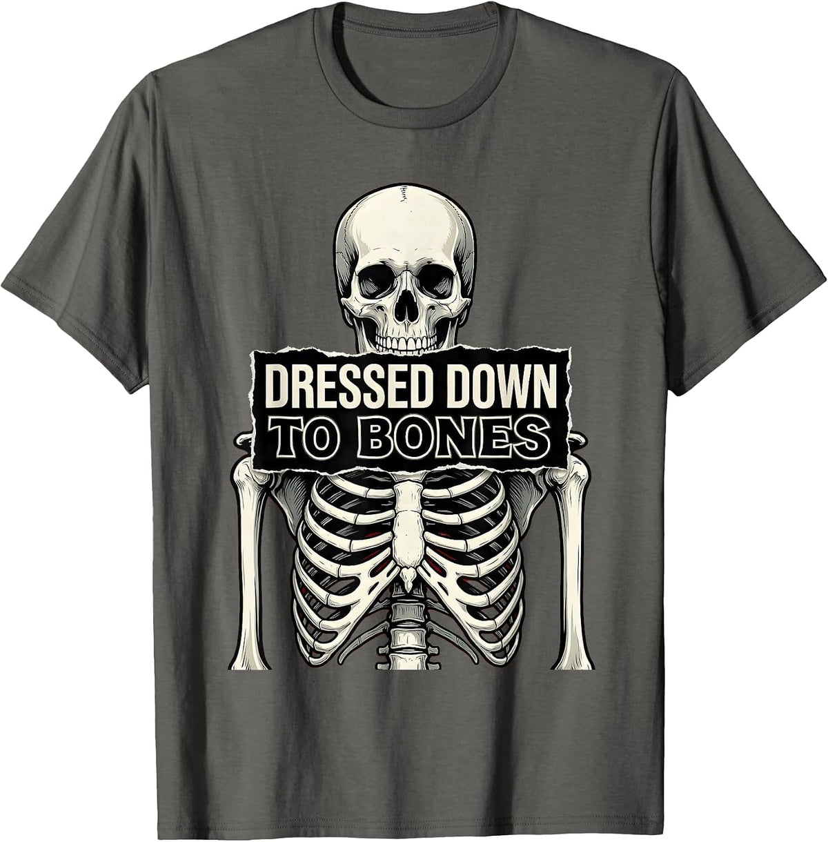 Men's Dressed Down to Bones Skeleton Graphic Design T-Shirt - Asphalt Grey