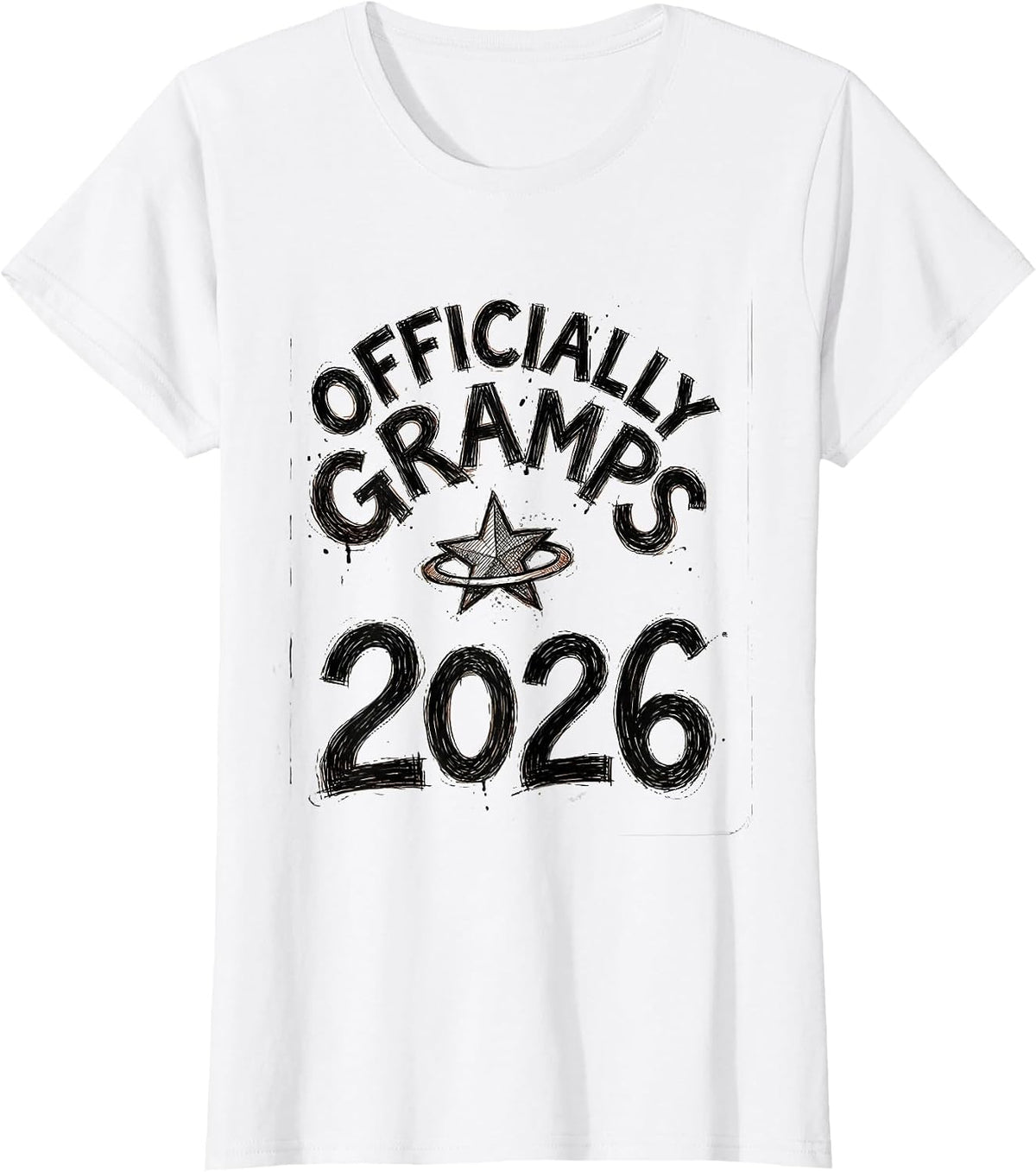Women's Officially Gramps 2026 Hand Sketched Grandpa Gift Christmas T-Shirt - White