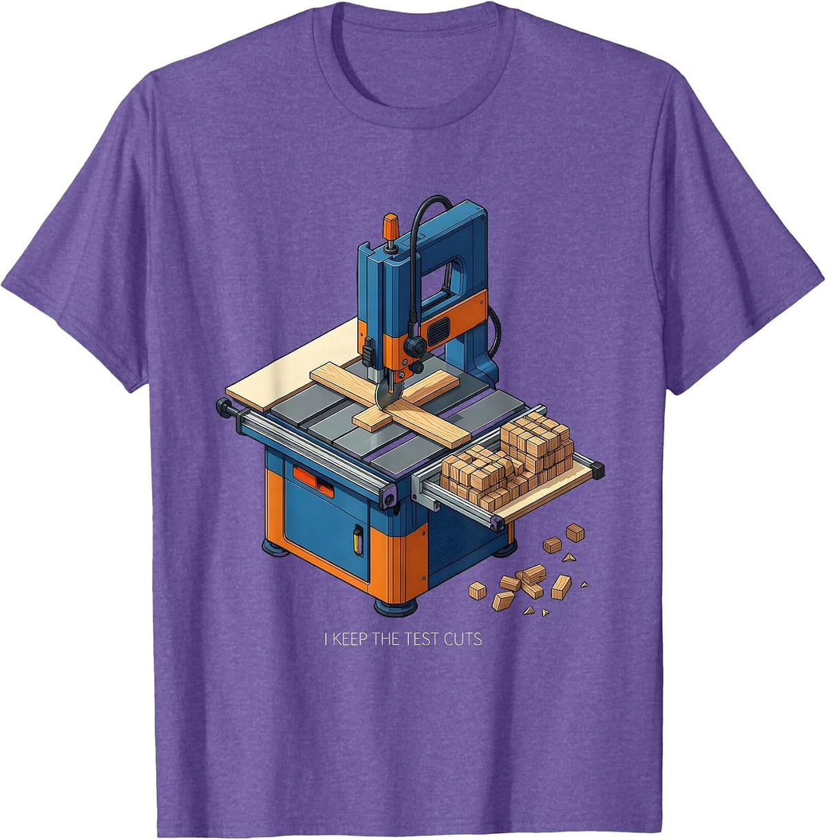 Men's I Keep The Test Cuts Funny Woodworking Carpenter Dad Humor T-Shirt - Purple Heather