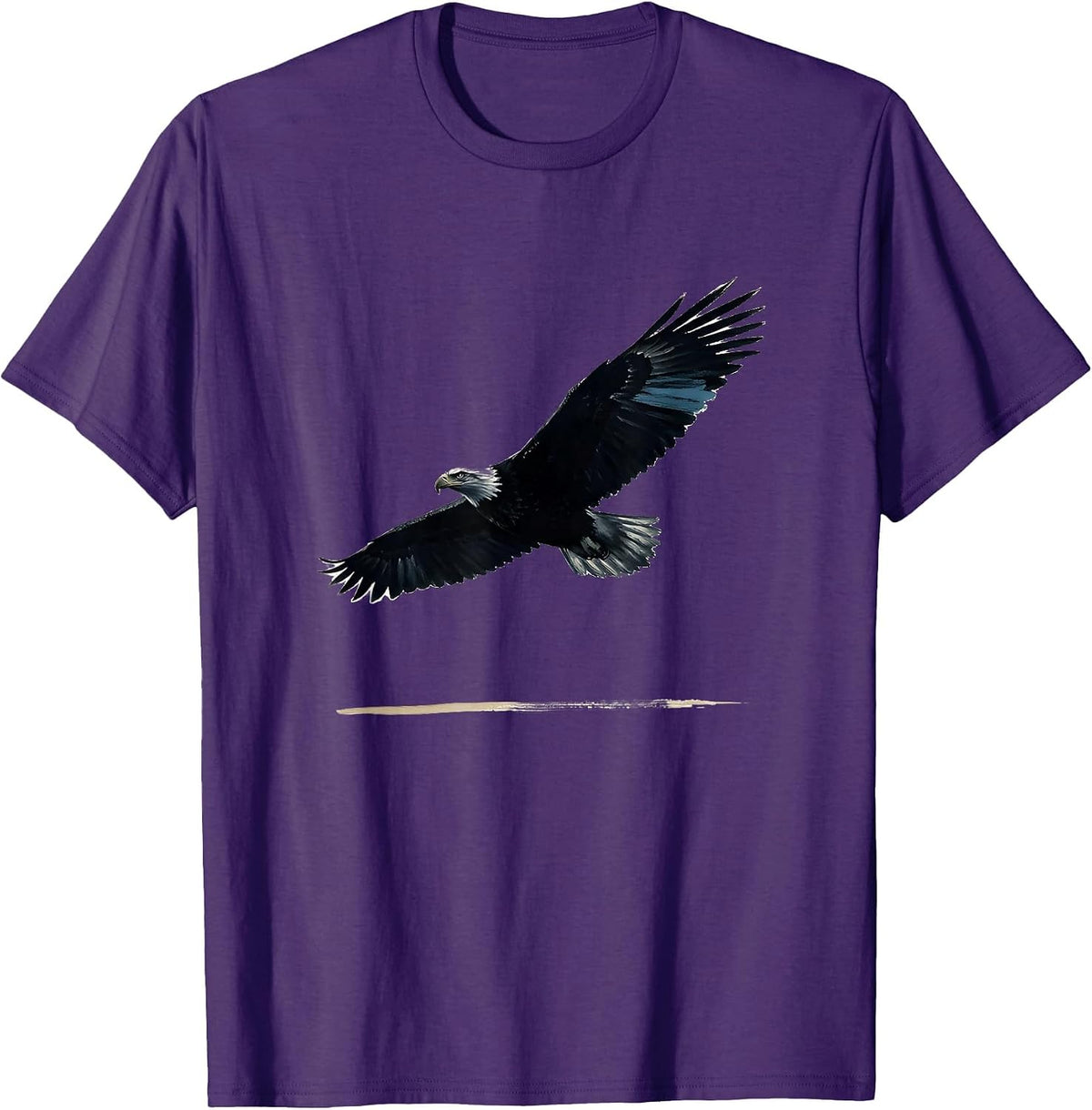 Men's Bald Eagle Silhouette Ink Brush Nature Lover T-Shirt - Purple