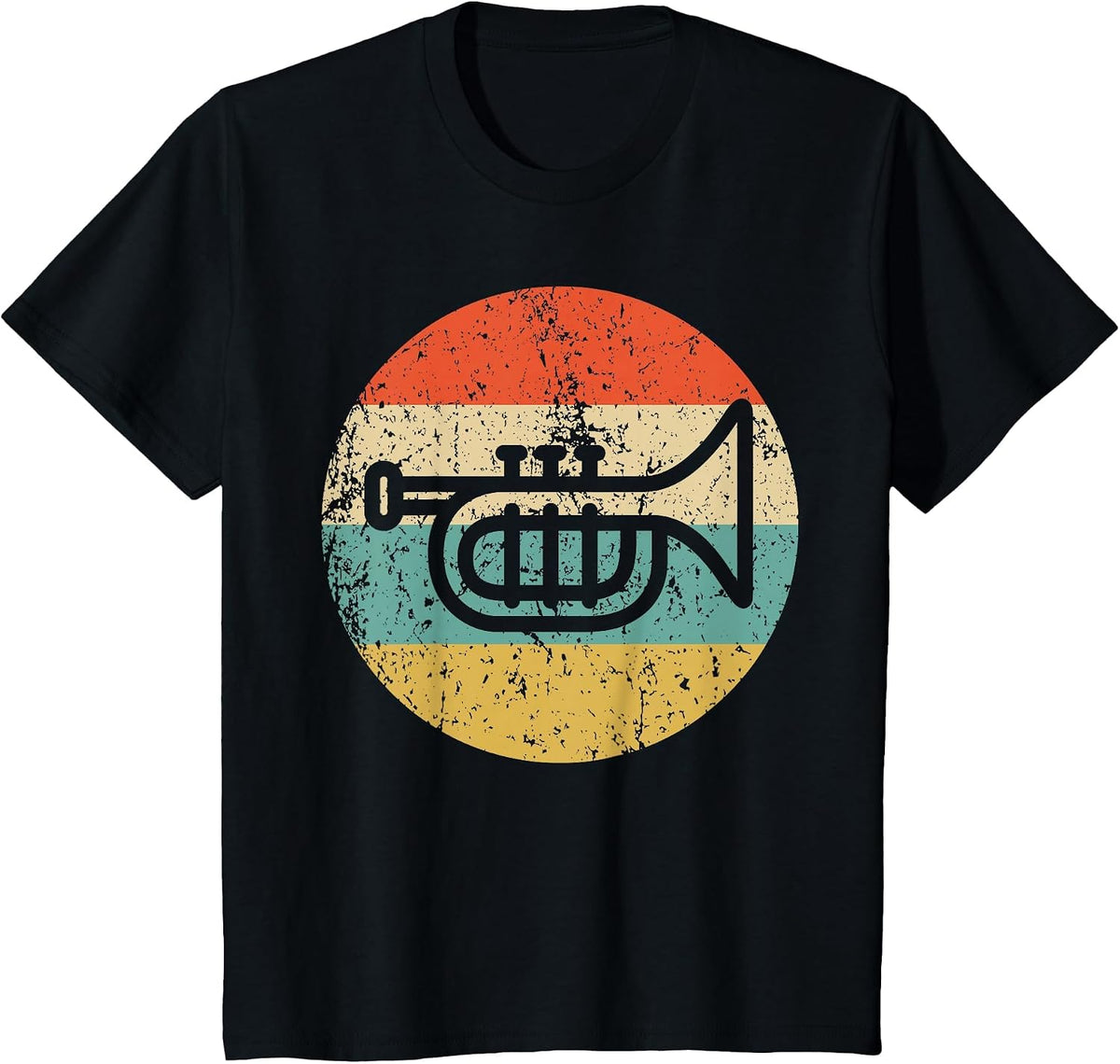 Trumpet Retro Style Music T-Shirt - Black