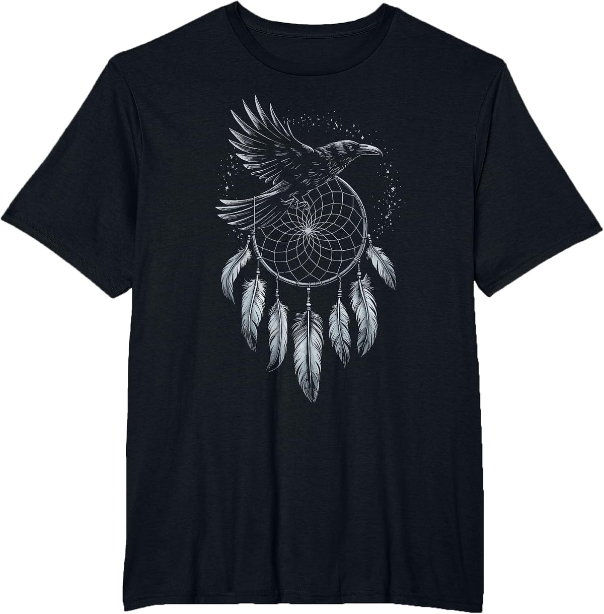 Raven Dreamcatcher Goth T-Shirt - Black