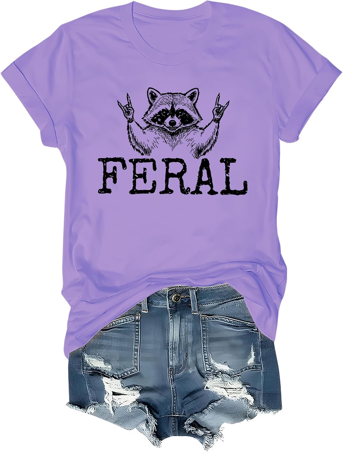 Feral Raccoon Shirt Funny Raccoon Rock T-Shirt - Purple