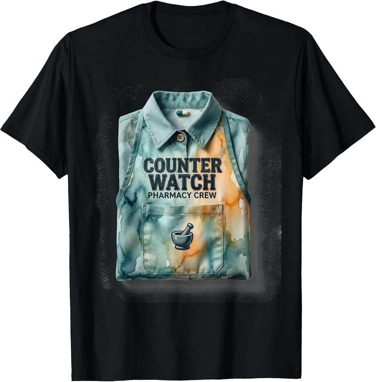 Men's Counter Watch Pharmacy Crew Funny Pharmacist Tech Crew T-Shirt - Black