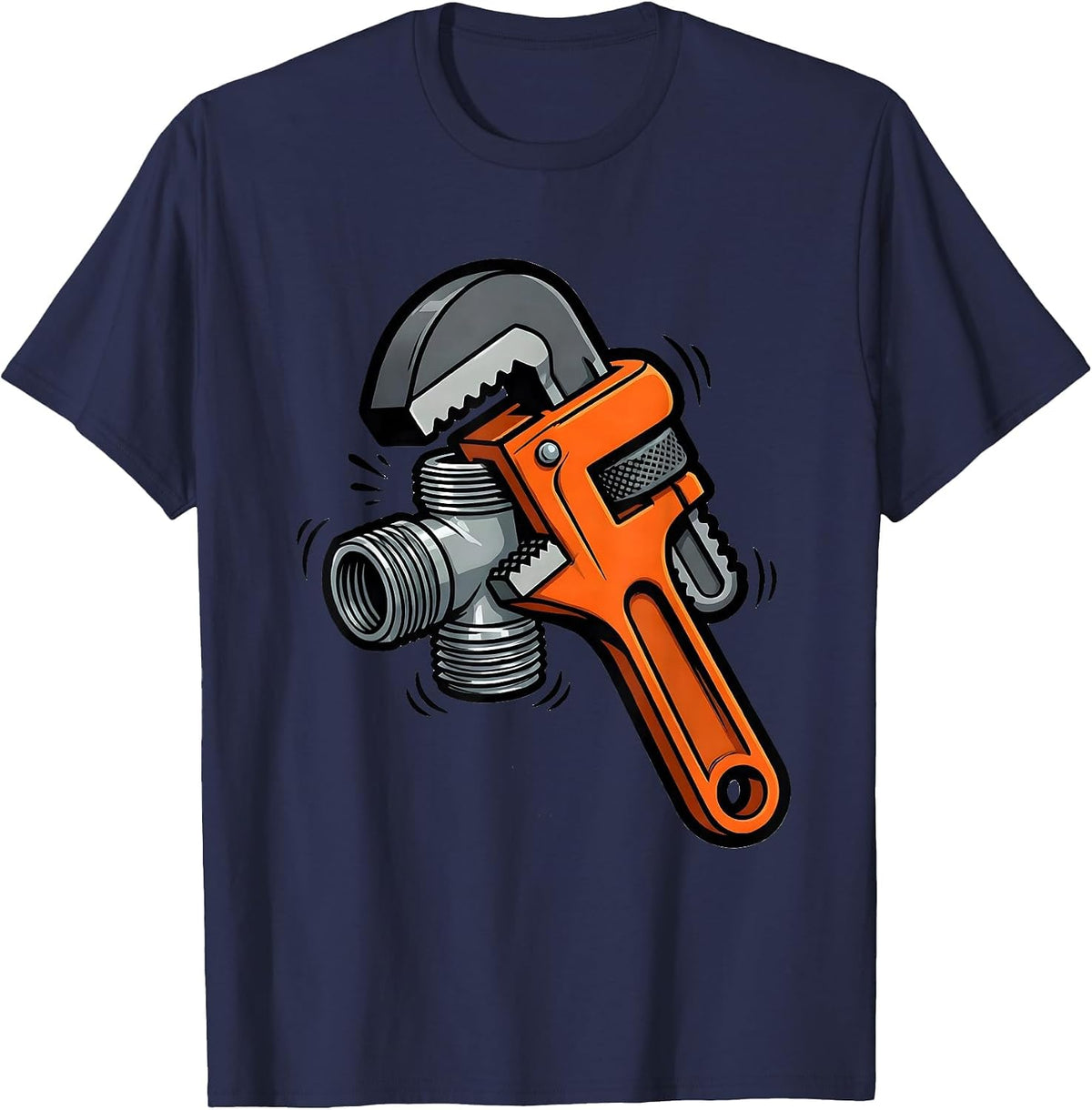 Pipe Wrench Clamped Funny Plumber Pipefitter Gift T-Shirt - Navy Blue