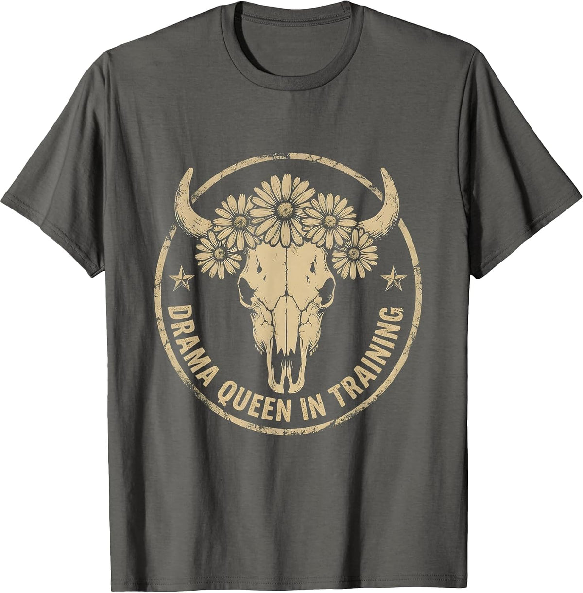 Drama Queen In Training Preschool Girl Design T-Shirt - Asphalt Grey