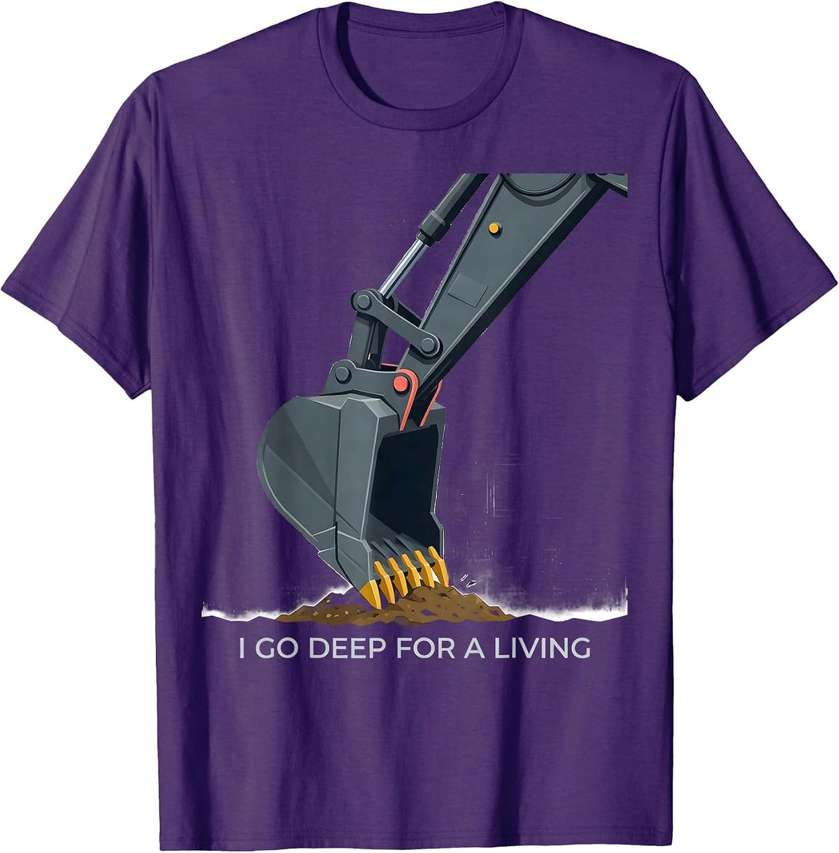Men's I Go Deep For A Living Funny Excavator Operator Heavy T-Shirt - Purple