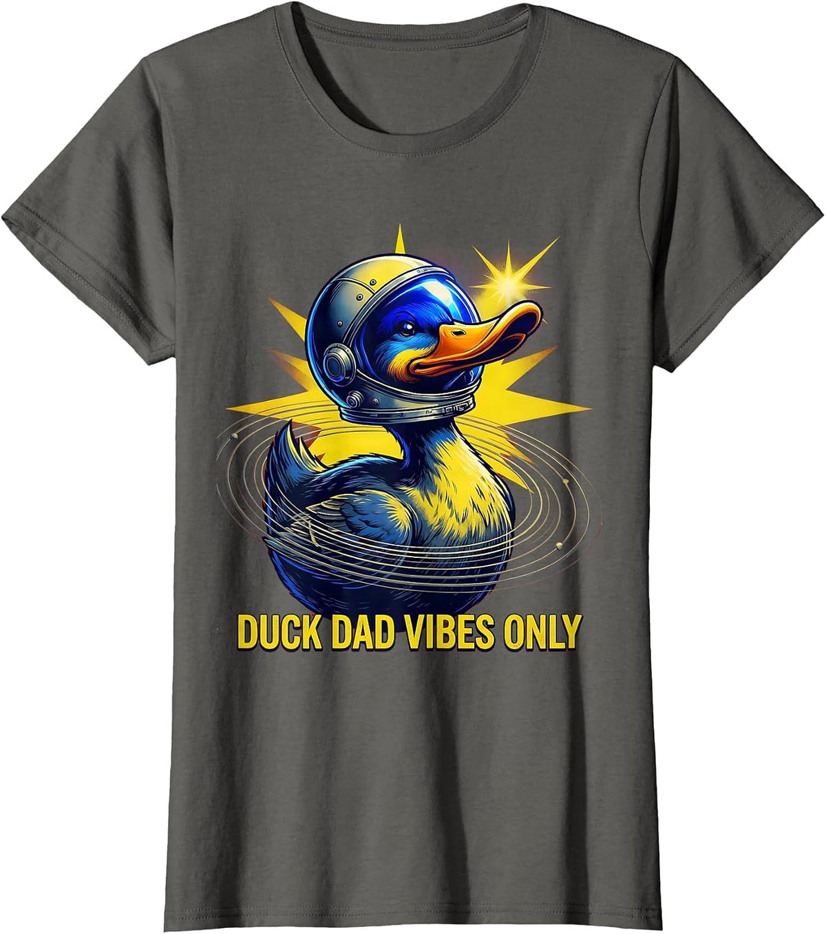 Women's Duck Dad Vibes Only Funny Duck Lover Design T-Shirt - Asphalt Grey