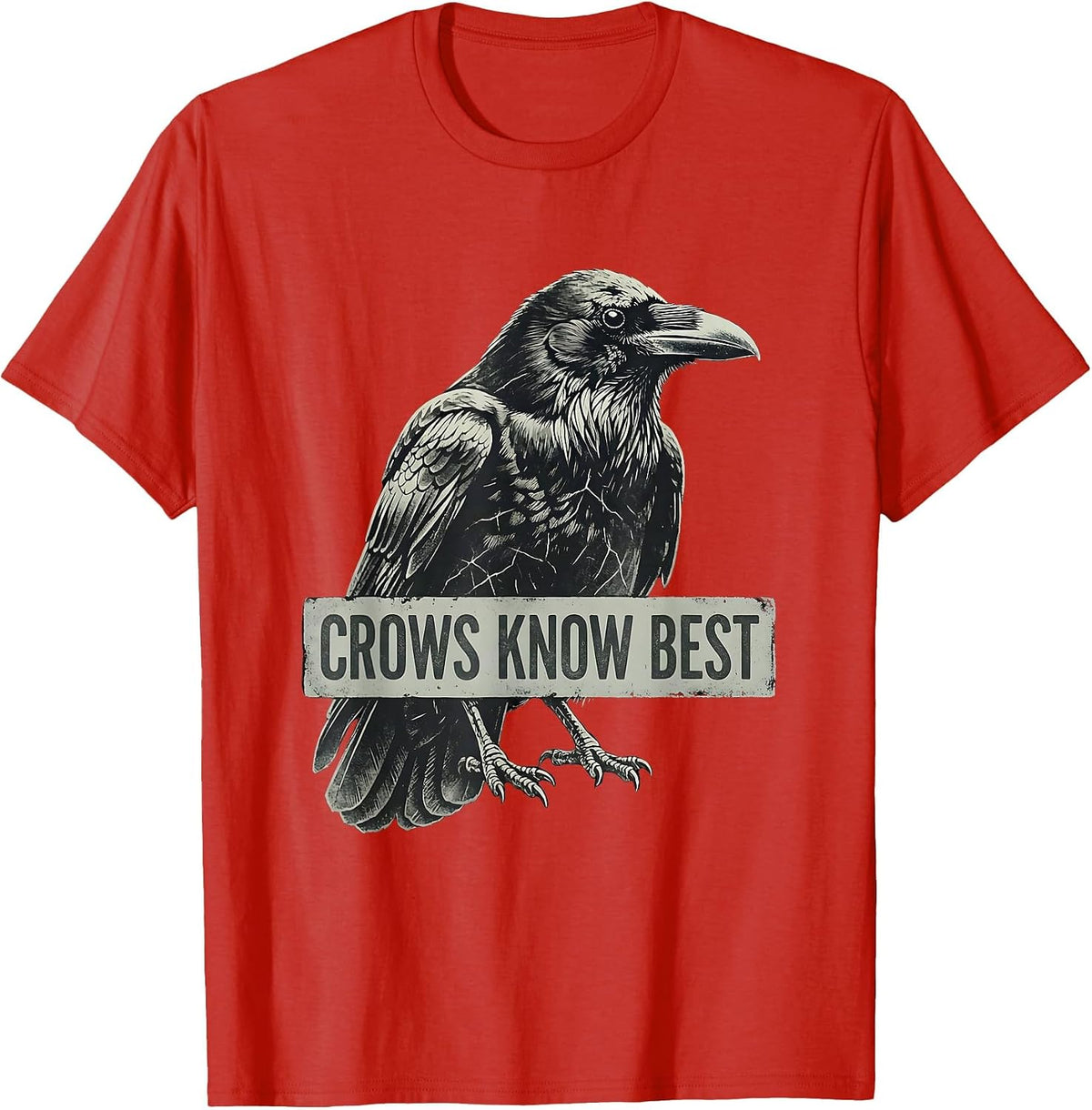 Men's Crows Know Best Bold Crow Graphic Design T-Shirt - Red