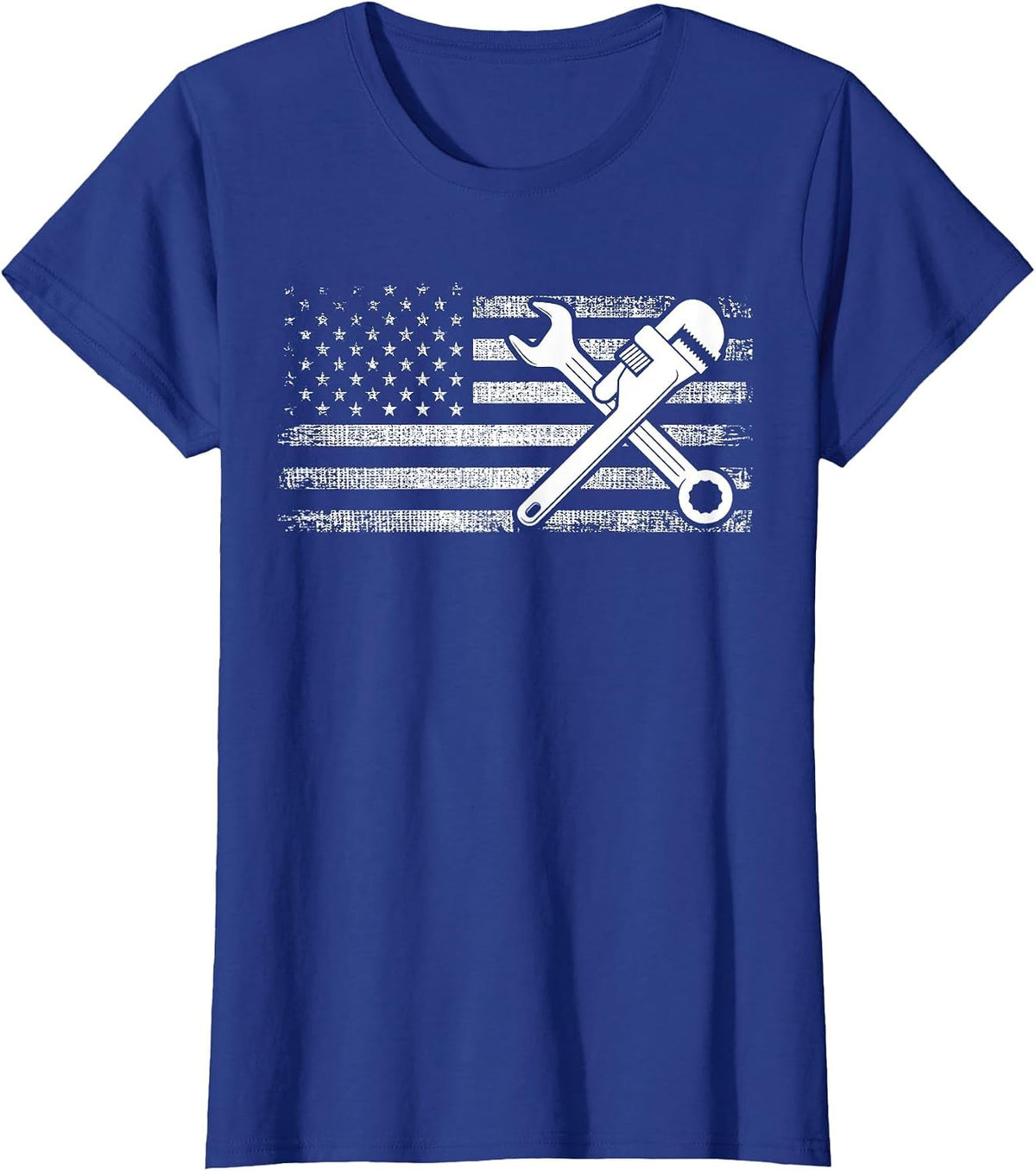 Patriotic American Flag Plumber T-Shirt - Royal Blue