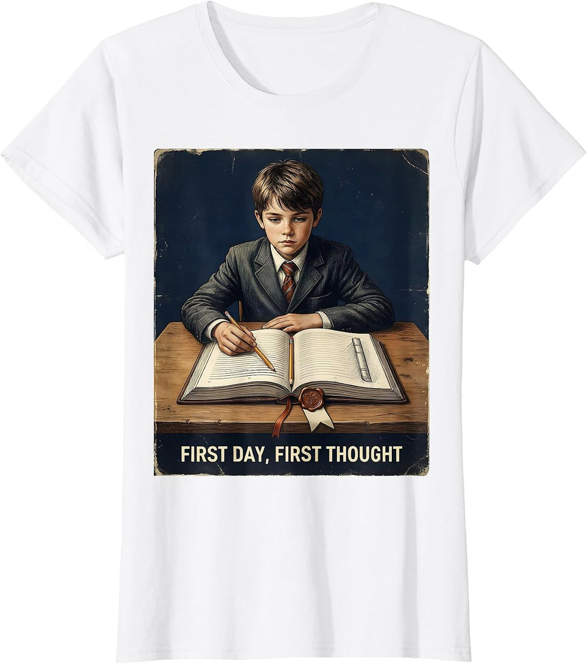 First Day, First Thought Vintage English Teacher T-Shirt - White